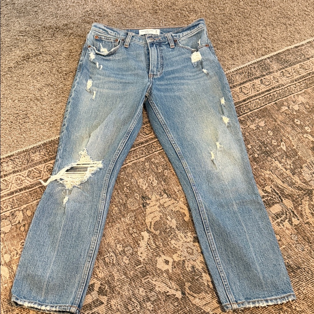 Abercrombie & Fitch Blue Distressed Skinny Jeans
